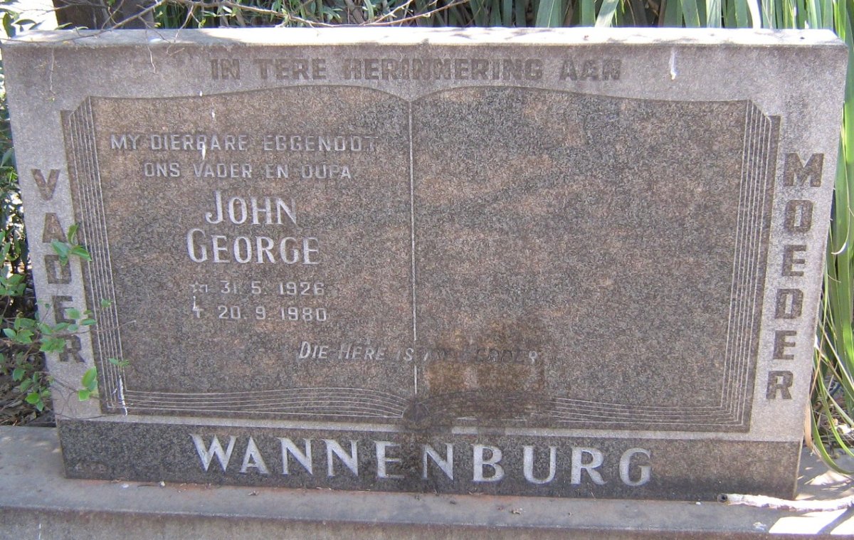 WANNENBURG John George 1926-1980