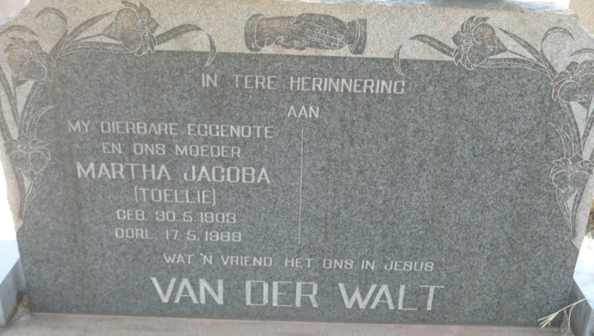 WALT Martha Jacoba, van der 1903-1969