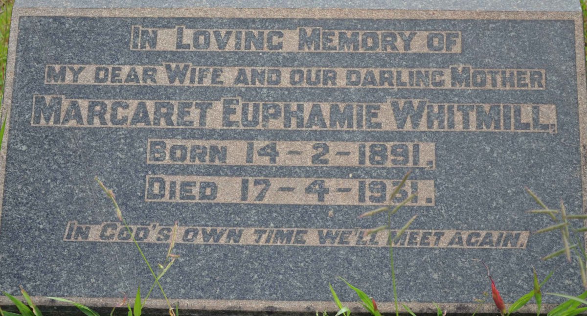 WHITMILL Margaret Euphamie 1891-1931