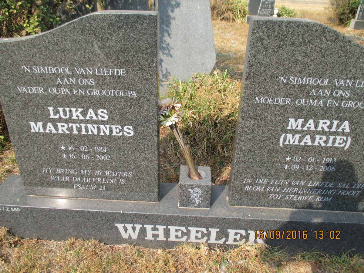 WHEELER Lukas Martinnes 1914-2002 &amp; Maria 1913-2006