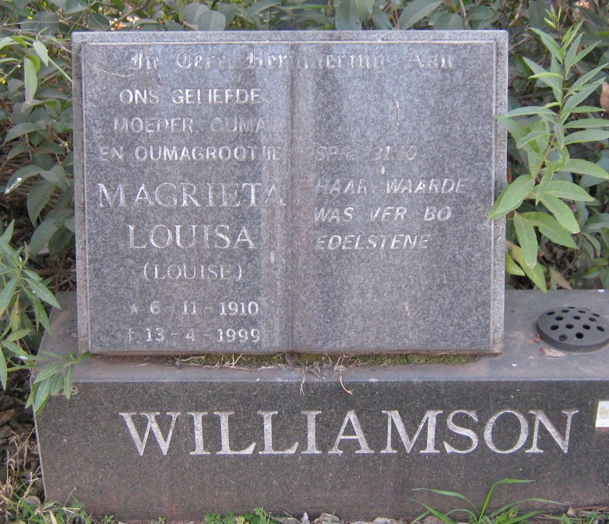 WILLIAMSON Magrieta Louisa 1910-1999