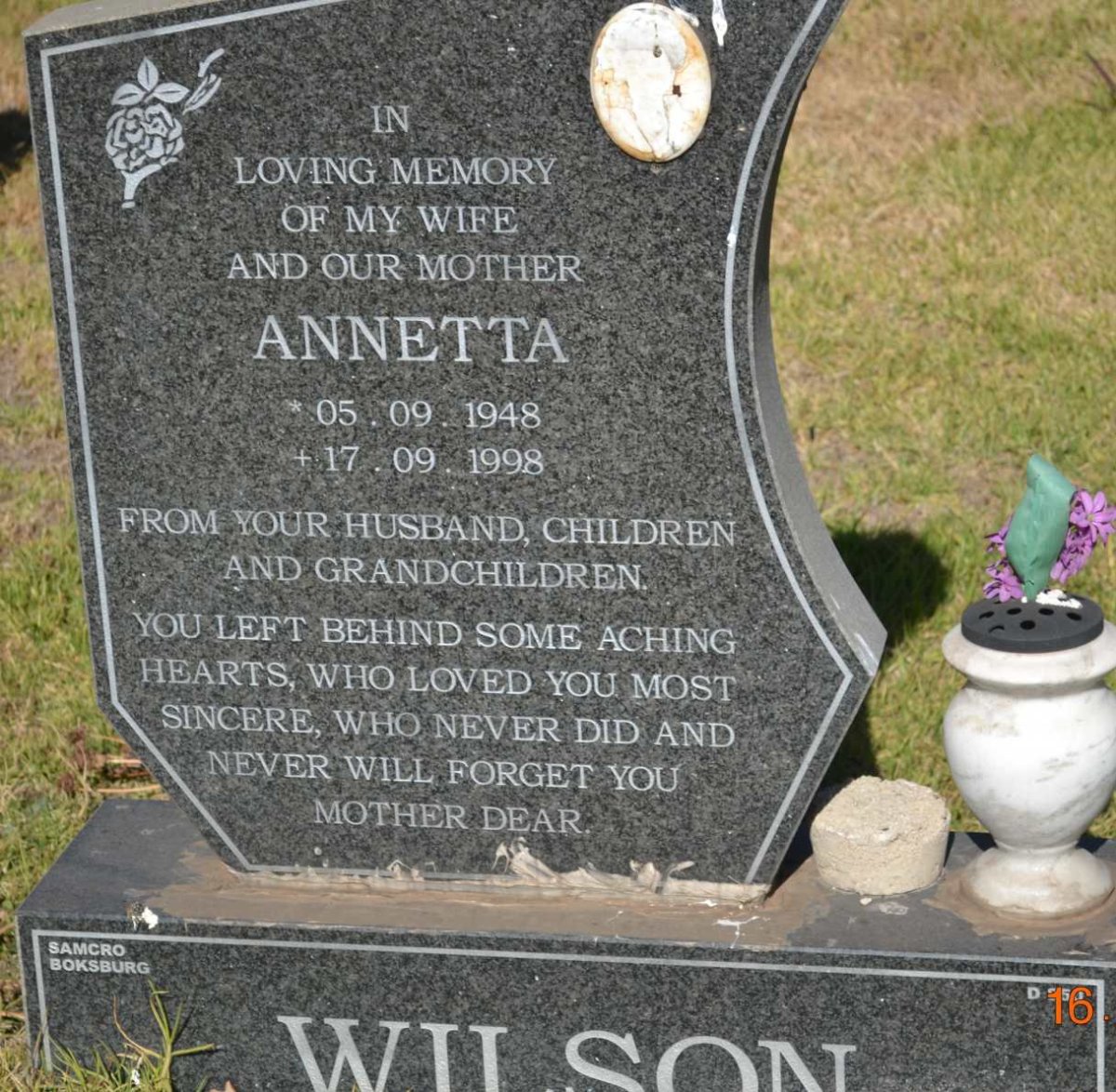 WILSON Annetta 1948-1998