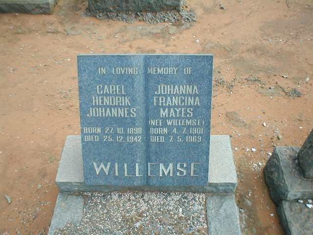 WILLEMSE Carel Hendrik Johannes 1898-1942 :: MAYES  Johanna Francina nee WILLEMSE 1901-1969