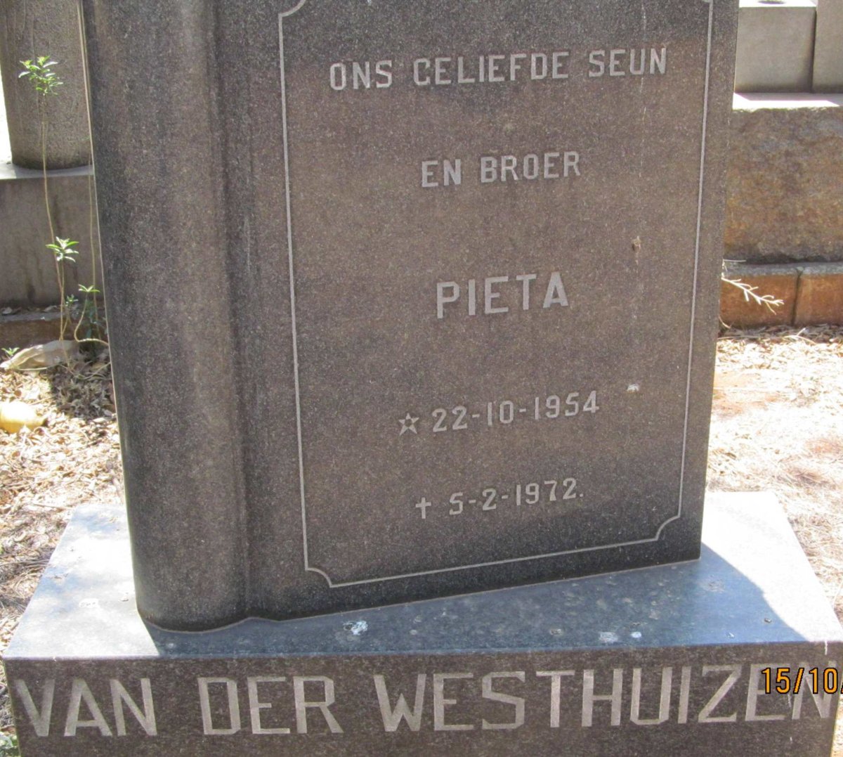 WESTHUIZEN Pieta, van der 1954-1972