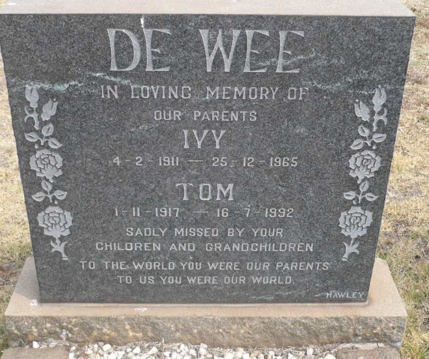 WEE Tom, de 1917-1992 &amp; Ivy 1911-1965