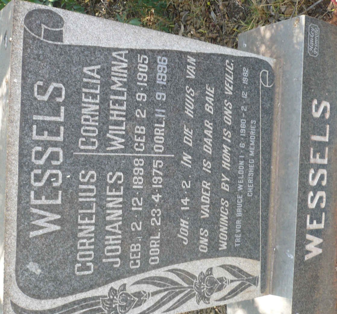 WESSELS Cornelius Johannes 1898-1975 &amp; Cornelia Wilhelmina 1905-1896 :: WELDON Trevor Bruce 1960-1982
