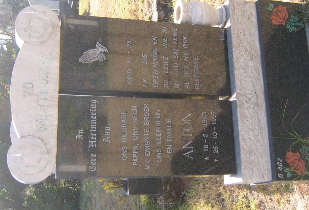 WESTHUIZEN Anton, v.d. 1963-1997