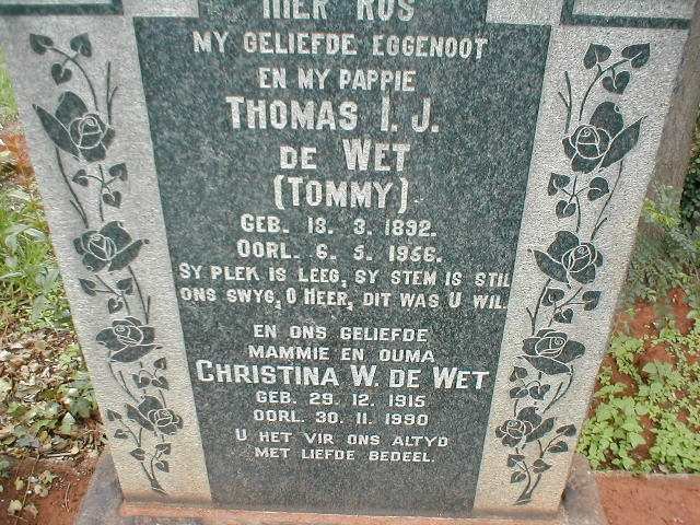 WET Thomas I.J., de 1892-1956 &amp; Christina W. 1915-1990