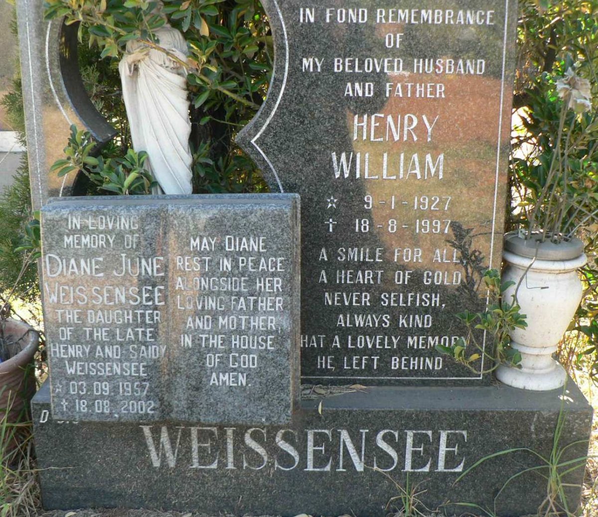 WEISSENSEE Henry William 1927-1997 :: WEISSENSEE Diane June 1957-2002