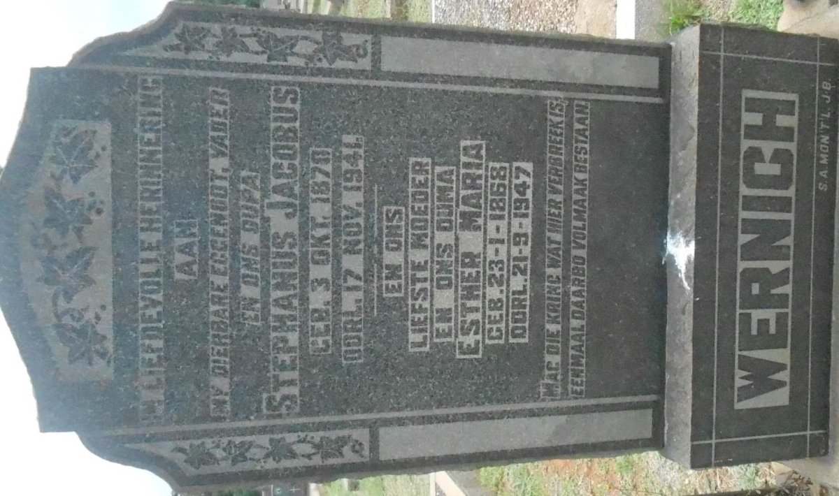 WERNICH Stephanus Jacobus 1870-1941 &amp; Esther Maria 1868-1947