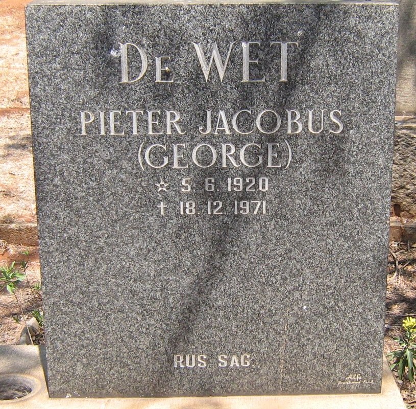WET Pieter Jacobus, de 1920-1971