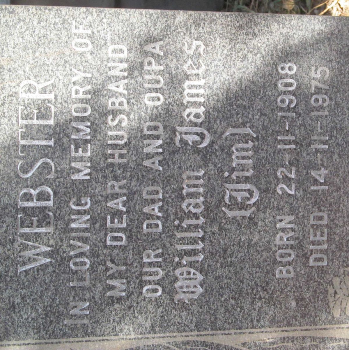 WEBSTER William James 1908-1975