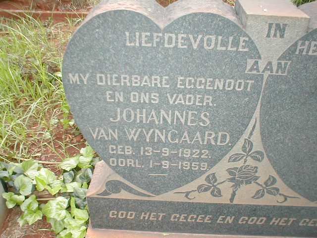 WYNGAARD Johannes, van 1922-1959