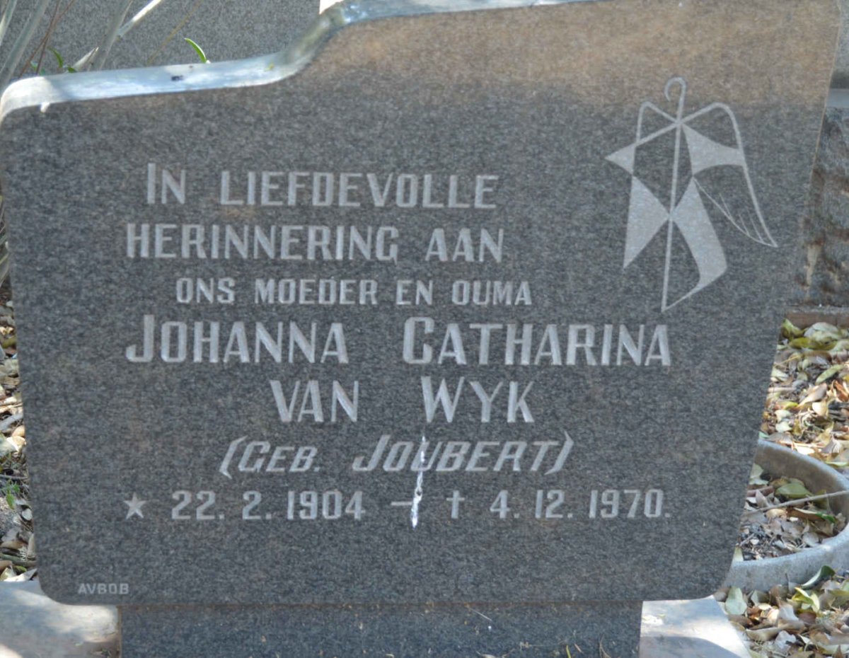 WYK Johanna Catharina, van nee JOUBERT 1904-1970