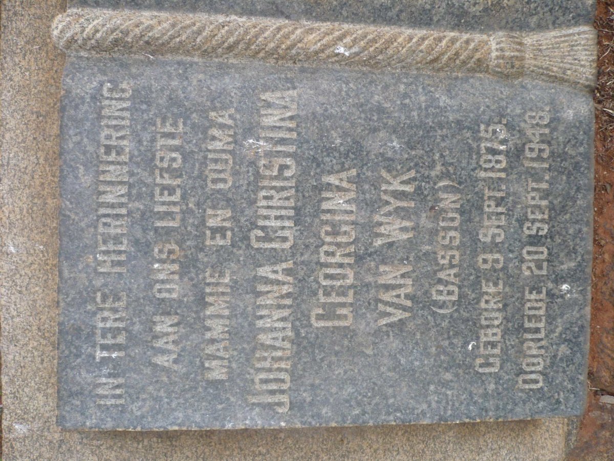 WYK Johanna Christina Georgina, van nee BASSON 1875-1948