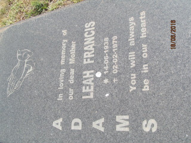 ADAMS Leah Francis 1938-1979