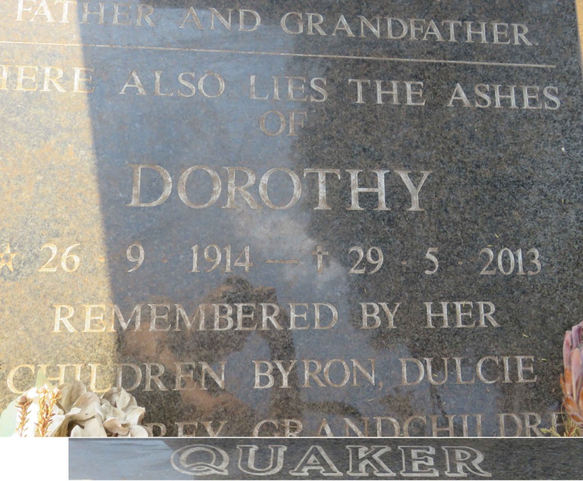 QUAKER Dorothy 1914-2013