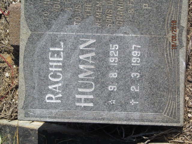 HUMAN Vivian 1921-1972 &amp; Rachel 1925-1997