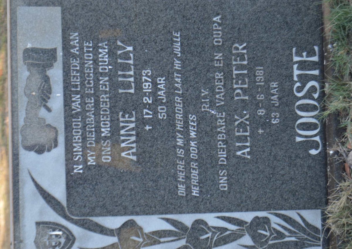 JOOSTE Alex Peter -1981 &amp; Anne Lilly -1973