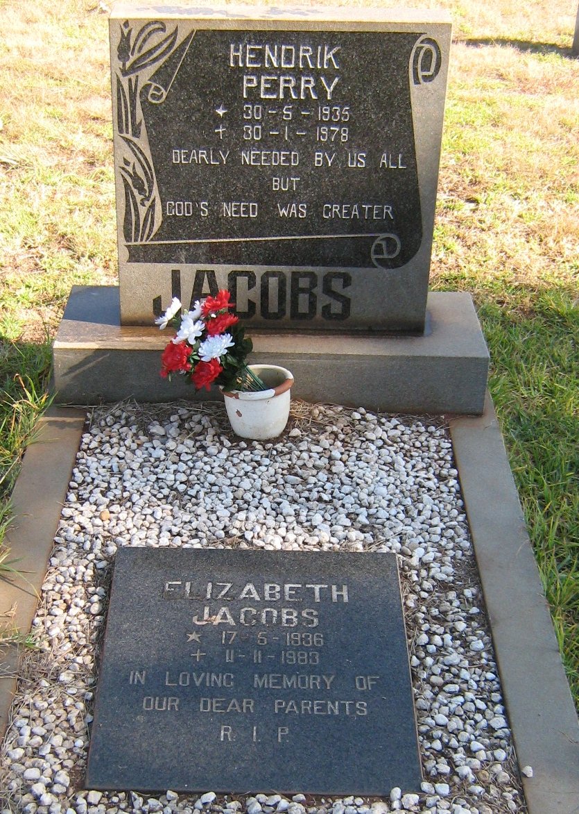 JACOBS Hendrik Perry 1935-1978 &amp; Elizabeth 1936-1983