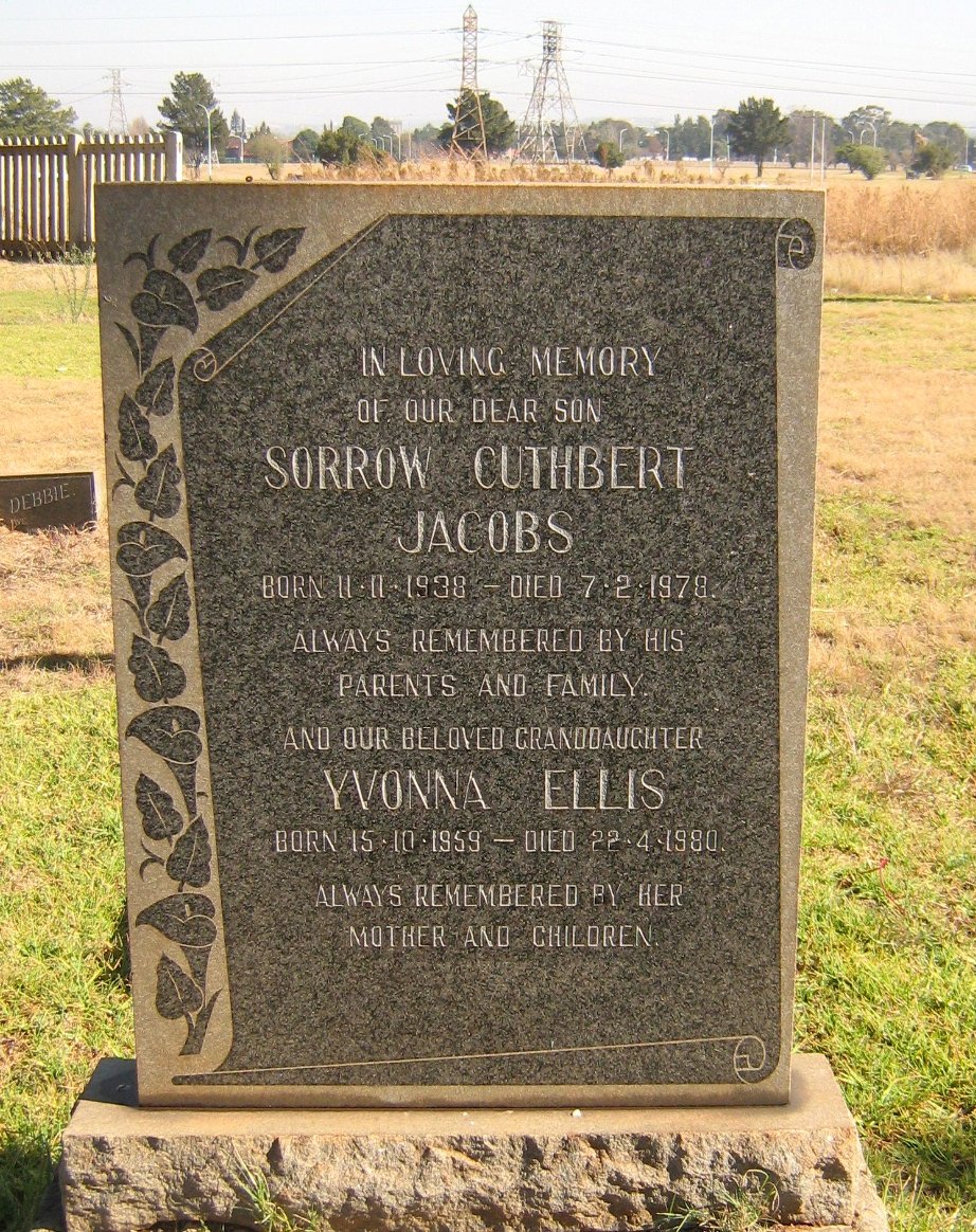 JACOBS Sorrow Cuthbert 1938-1978 :: ELLIS Yvonna 1959-1980