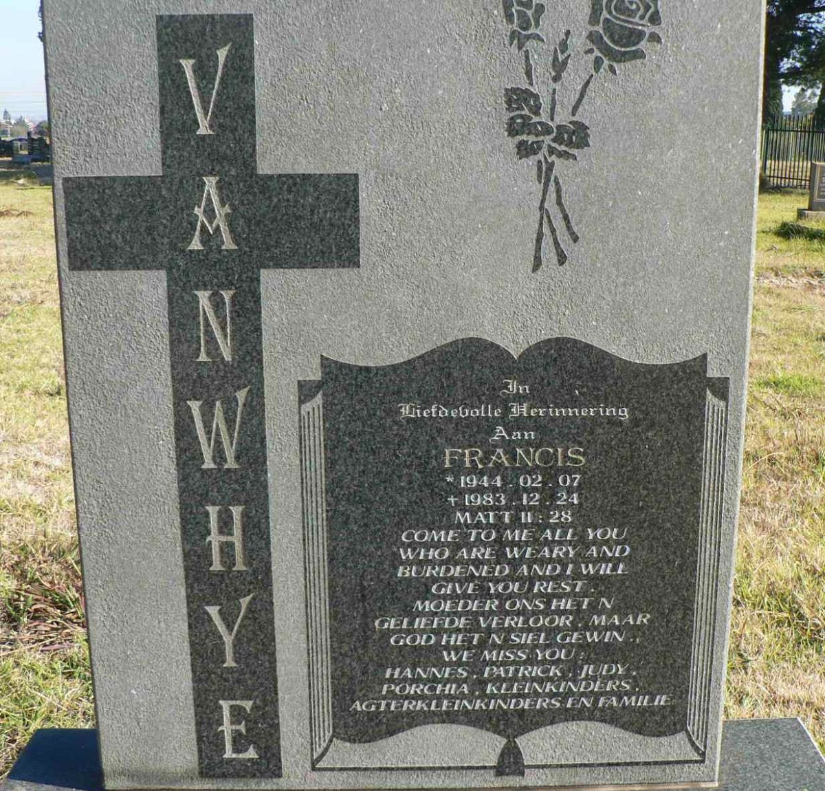 RUITERS Sarah 1890-1971 :: VANWHYE Francis 1944-1983