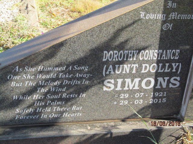 SIMONS Joseph Nicholas 1915-1973 &amp; Dorothy Constance 1921-2015