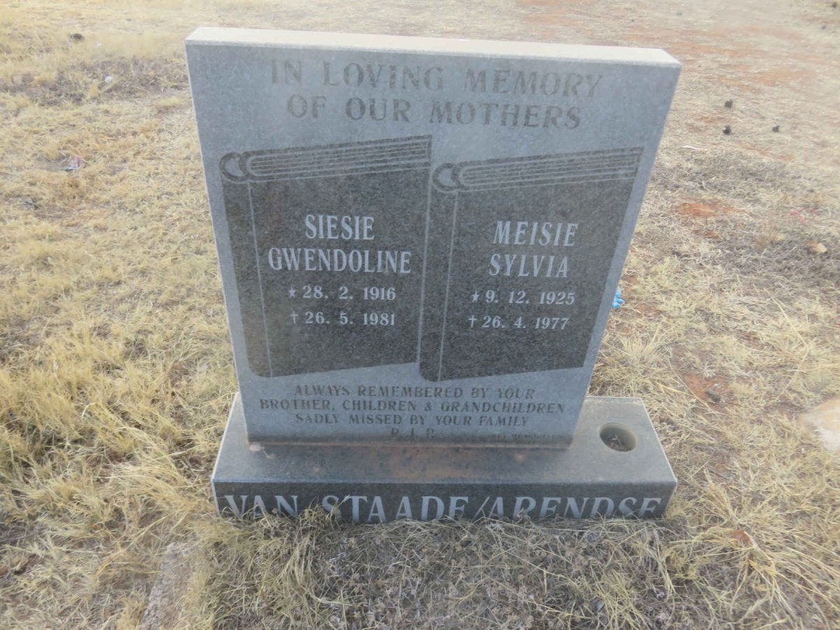 STAADE Gwendoline, van 1916-1981 :: ARENDSE Sylvia 19225-1977