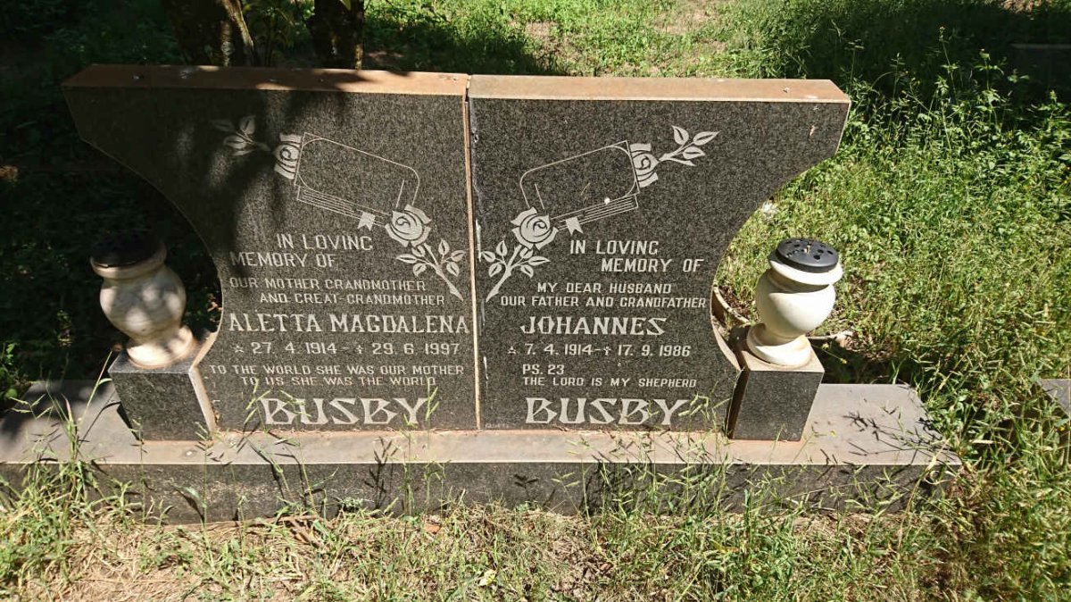BUSBY Johannes 1914-1986 &amp; Aletta Magdalena 1914-1997