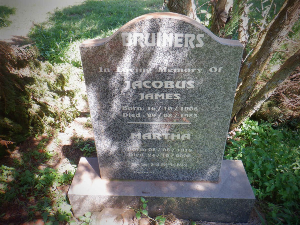 BRUINERS Jacobus James 1906-1983 &amp; Martha 1918-2006