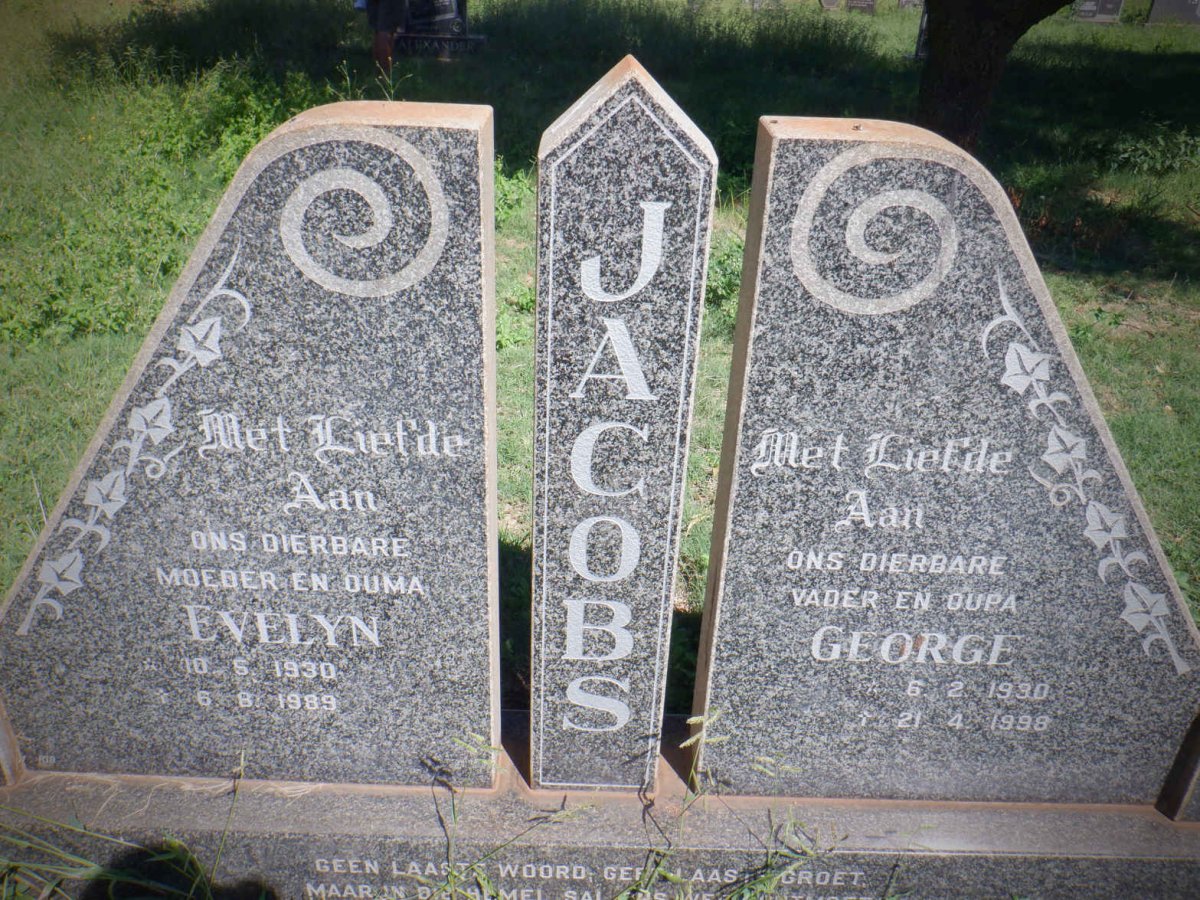 JACOBS George 1930-1998 &amp; Evelyn 1930-1989