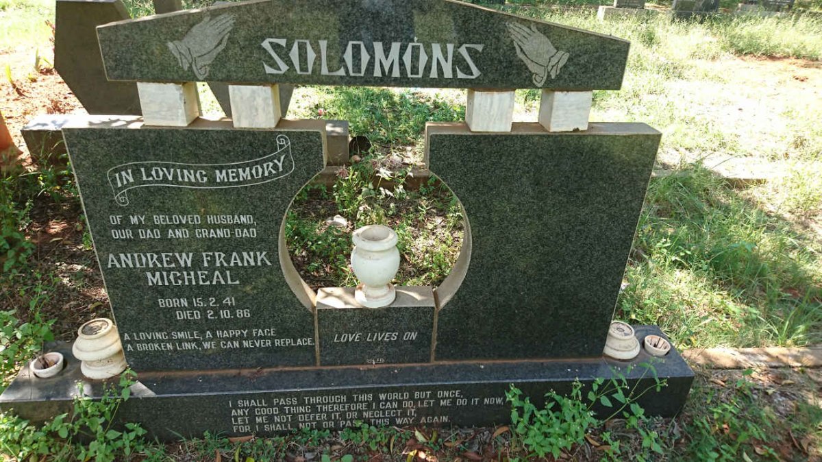 SOLOMONS Andrew Frank Micheal 1941-1986