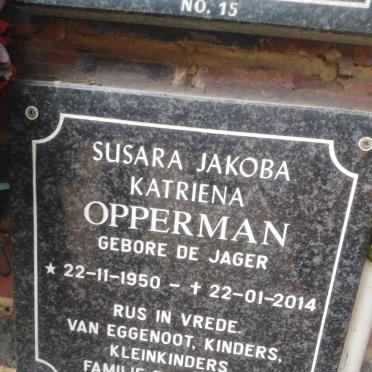 OPPERMAN Susara Jakoba Katriena nee DE JAGER 1950-2014