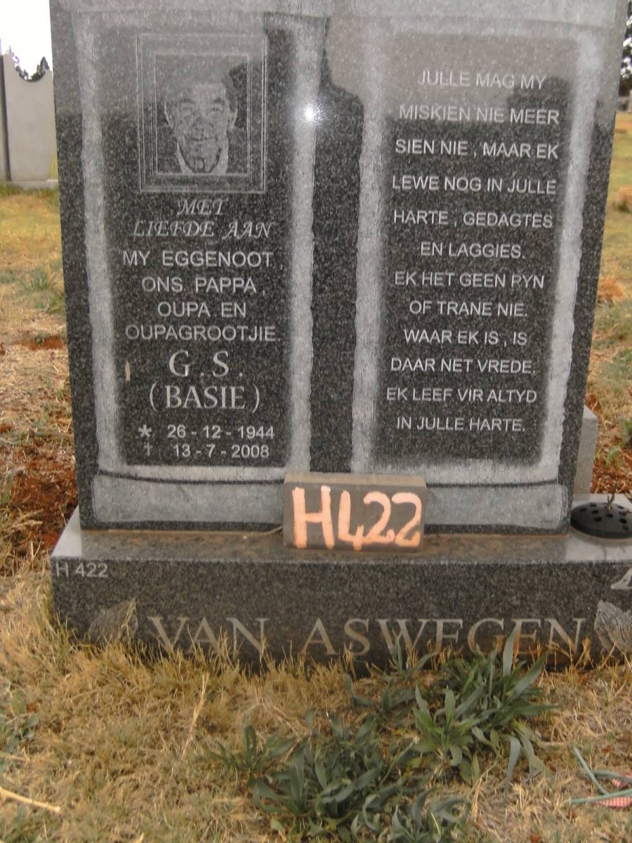 ASWEGEN G.S., van 1944-2008