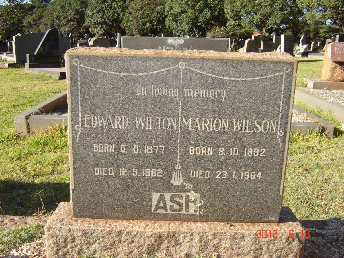 ASH Edward Wilton 1877-1962 &amp; Marion Wilson 1882-1964