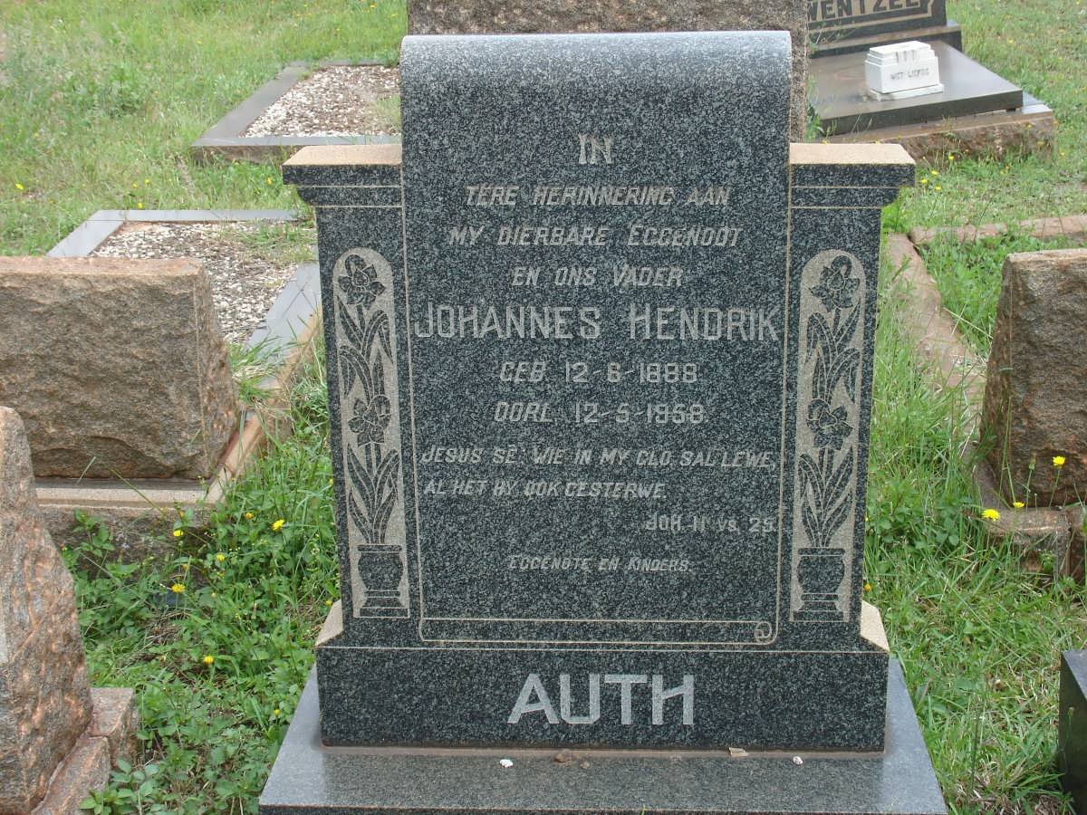 AUTH Johannes Hendrik 1888-1958
