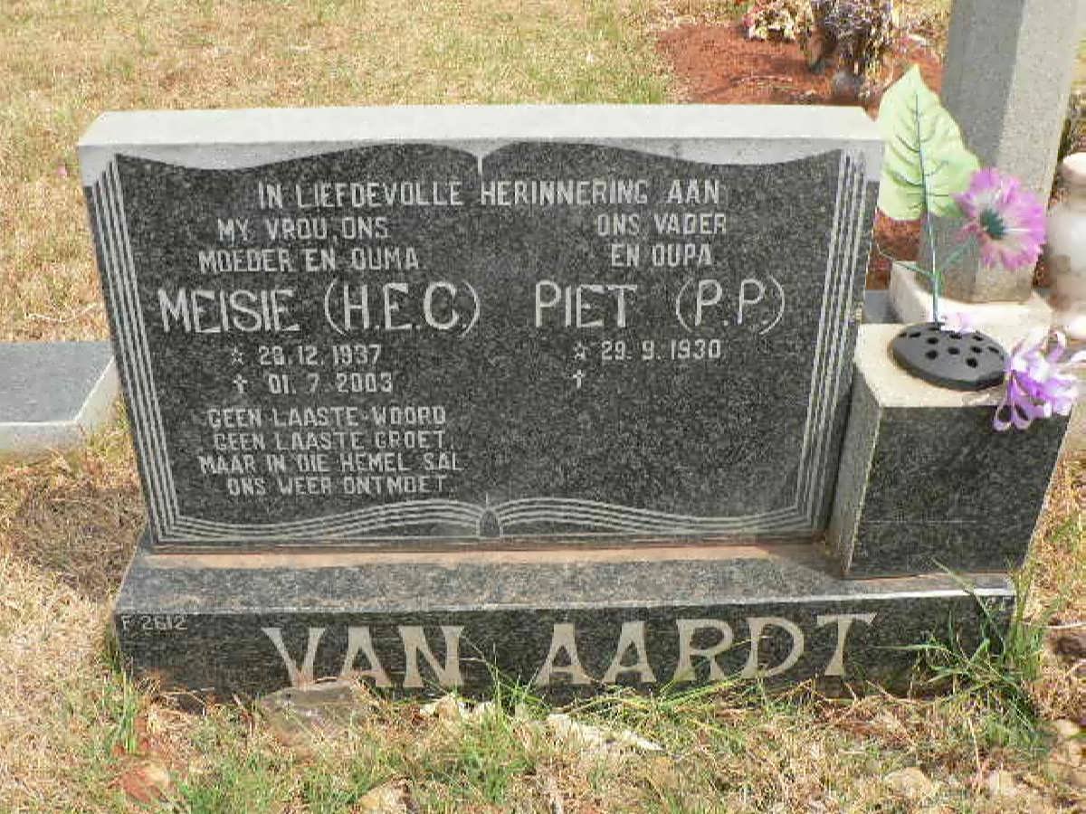 AARDT P.P., van 1930- &amp; H.E.C. 1937-2003