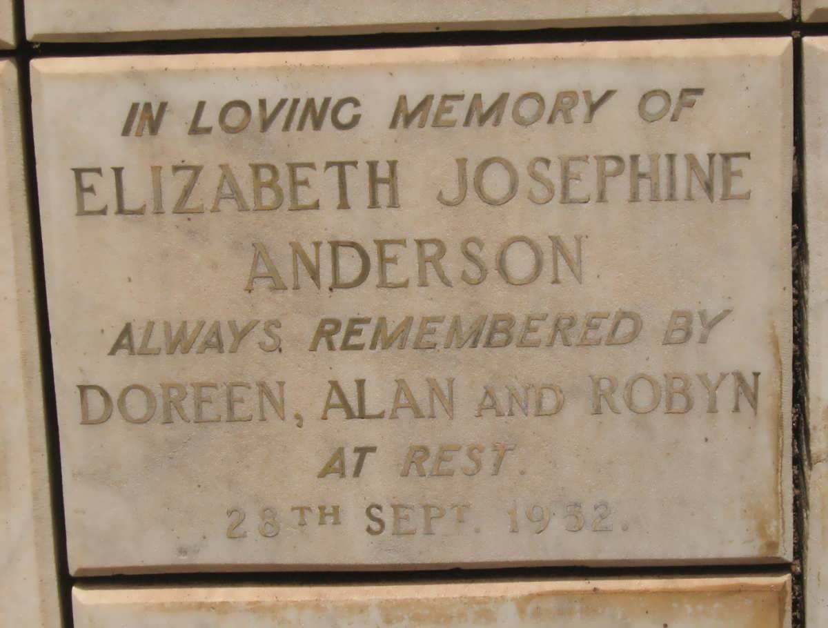 ANDERSON Elizabeth Josephine -1952