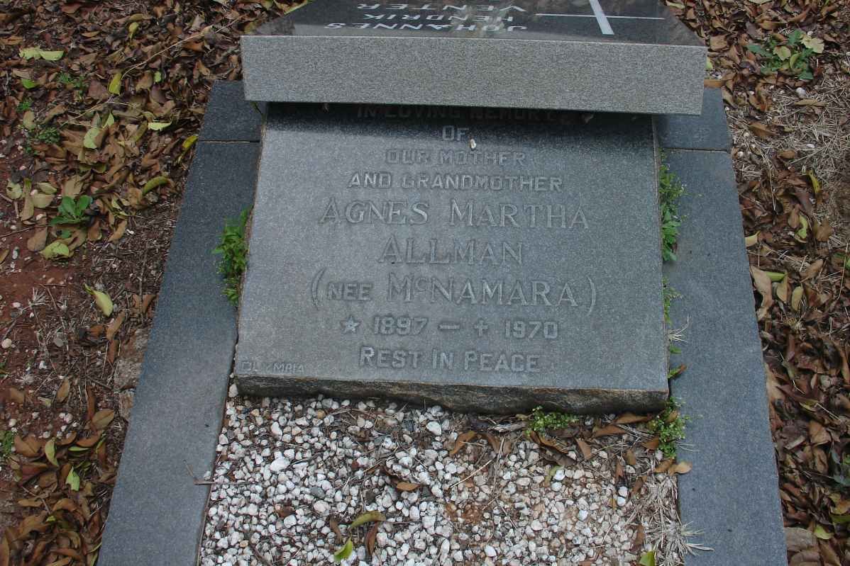 ALLMAN Agnes Martha nee McNAMARA 1897-1970