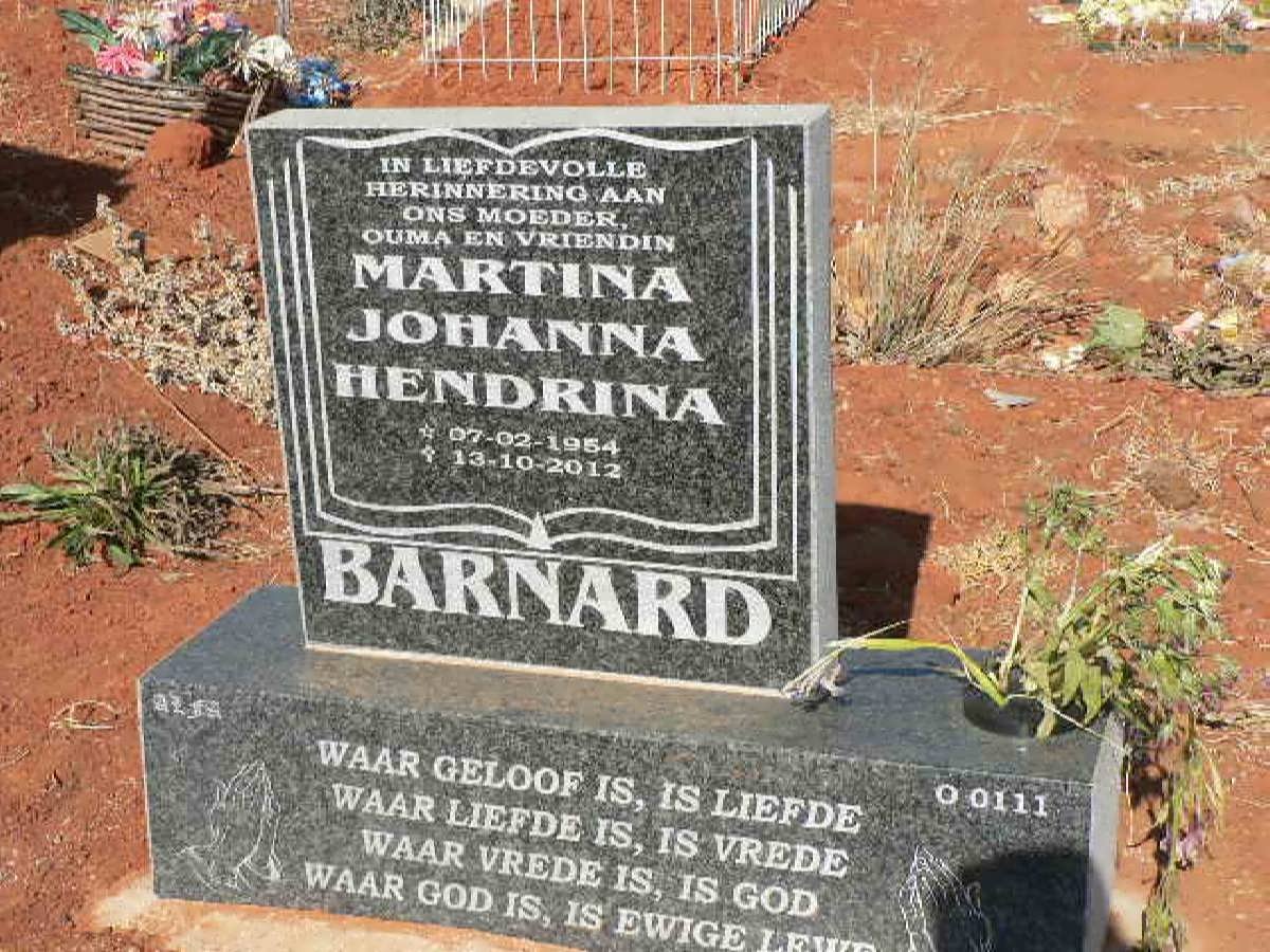 BARNARD Martina Johanna Hendrina 1954-2012