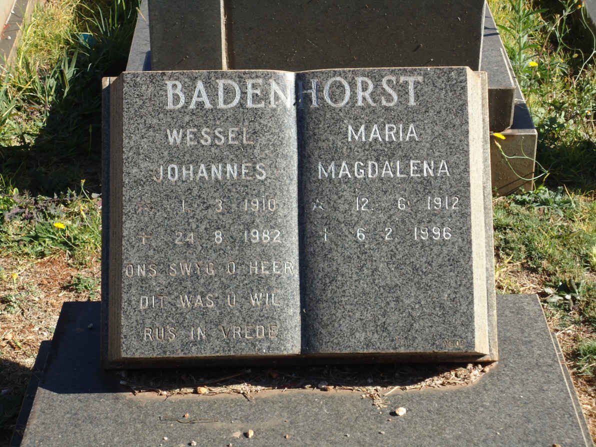 BADENHORST Wessel Johannes 1910-1982 &amp; Maria Magdalena 1912-1996