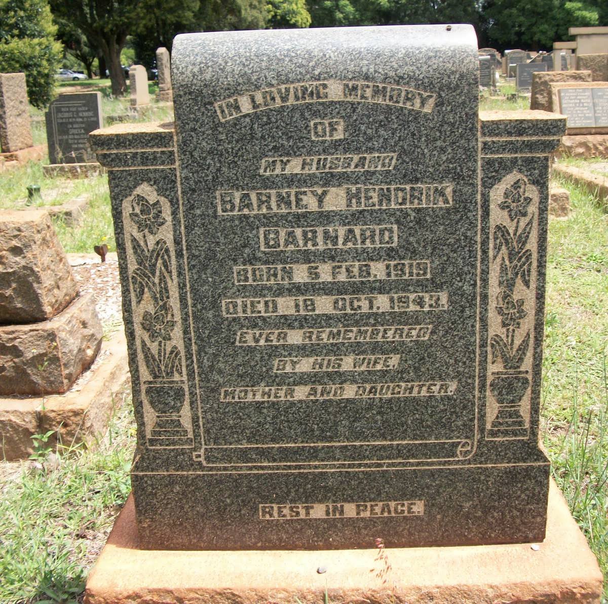 BARNARD Barney Hendrik 1919-1943