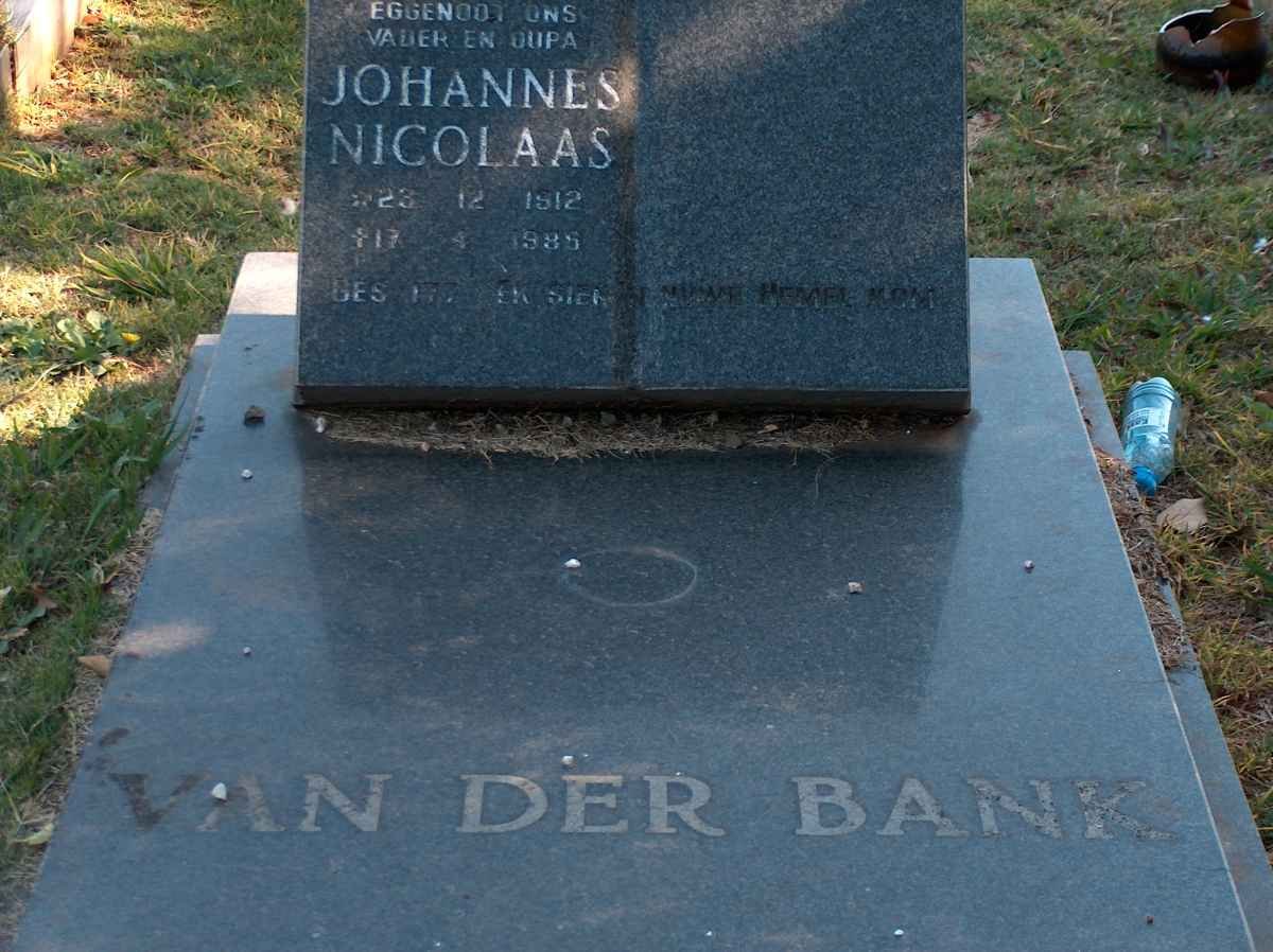 BANK Johannes Nicolaas,  van der 1912-1985