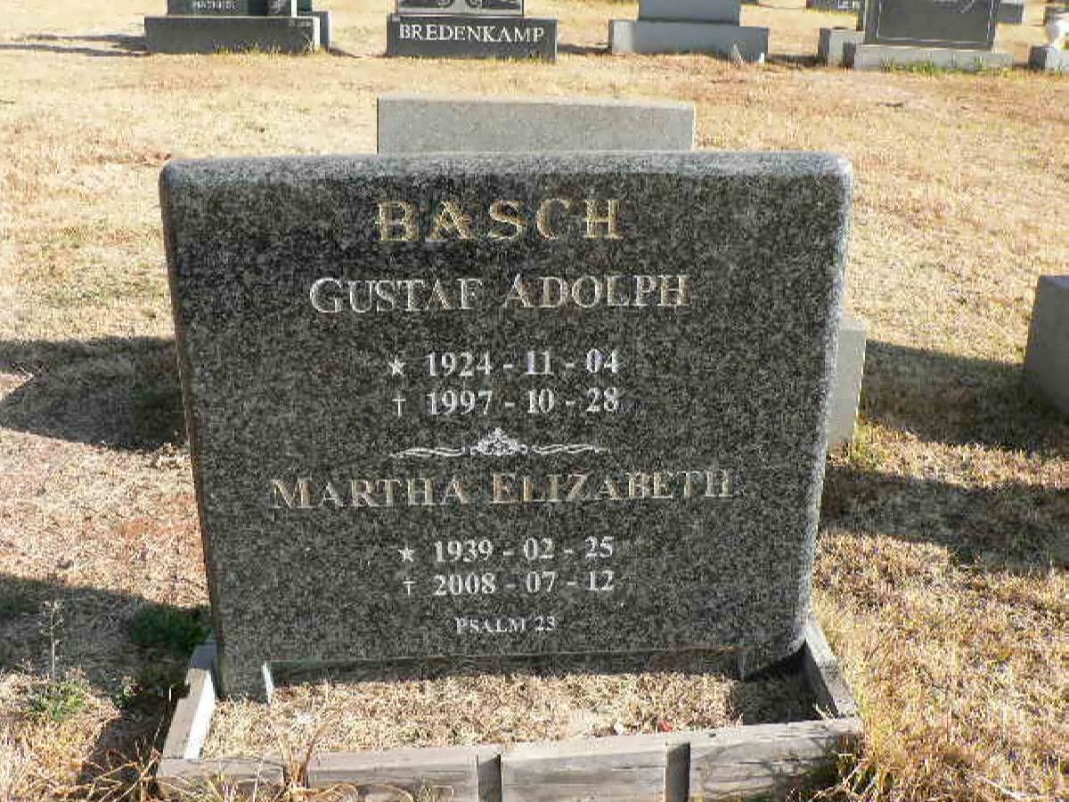BASCH Gustaf Adolph 1924-1997 &amp; Martha Elizabeth 1939-2008