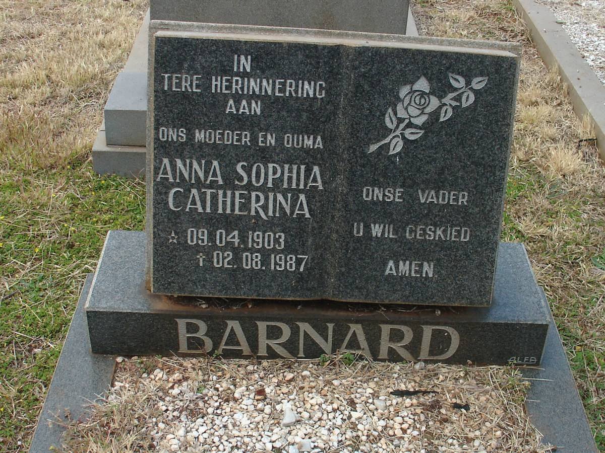 BARNARD Anna Sophia Catherina 1903-1987