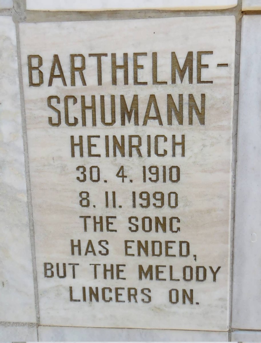 BARTHELME Heinrich, SCHUMANN 1910-1990
