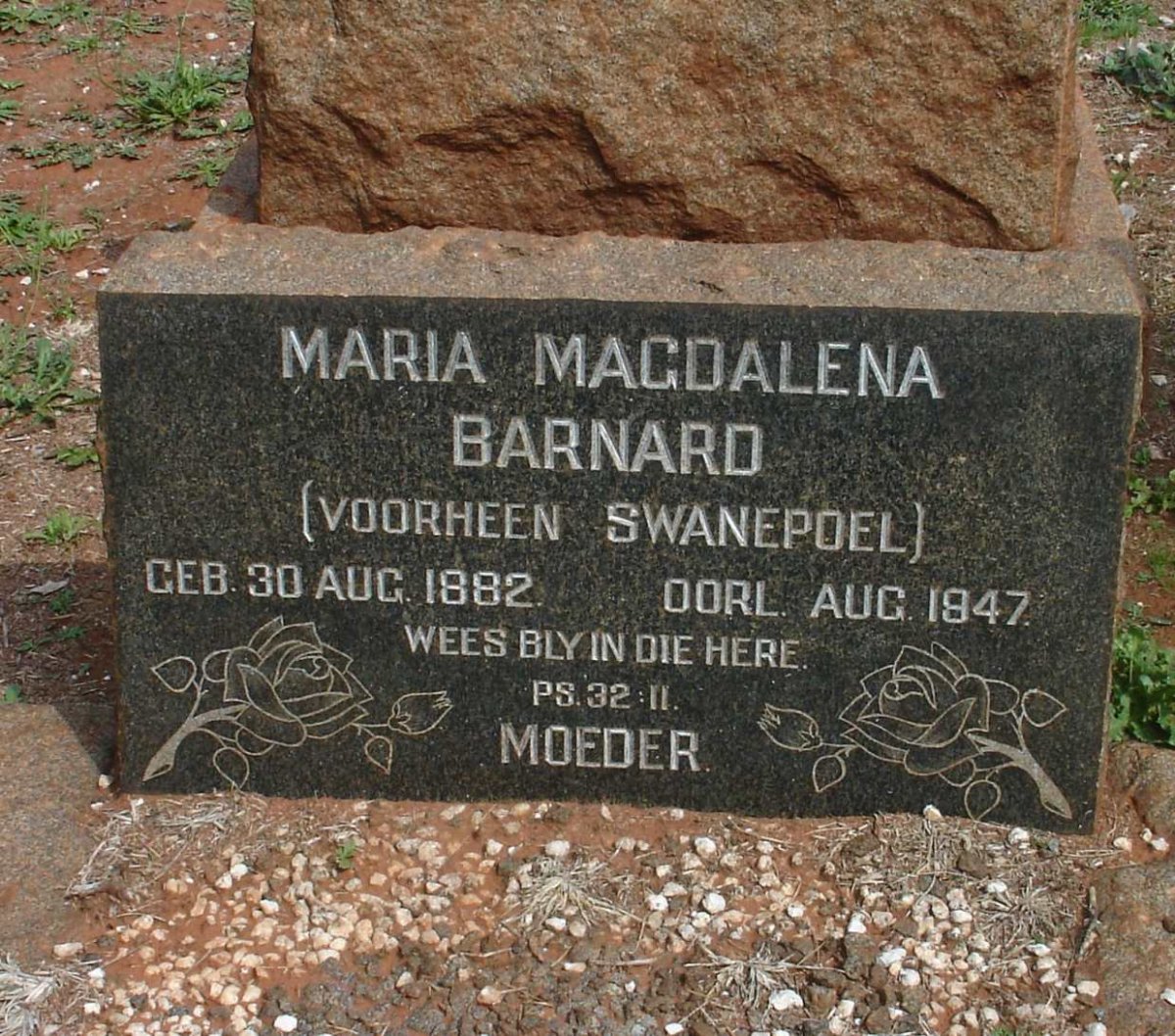 BARNARD Maria Magdalena voorheen SWANEPOEL 1882-1947