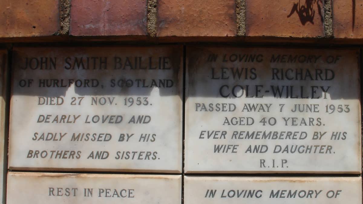 BAILLIE John Smith -1953 :: COLE Lewis Richard, WILLEY -1953