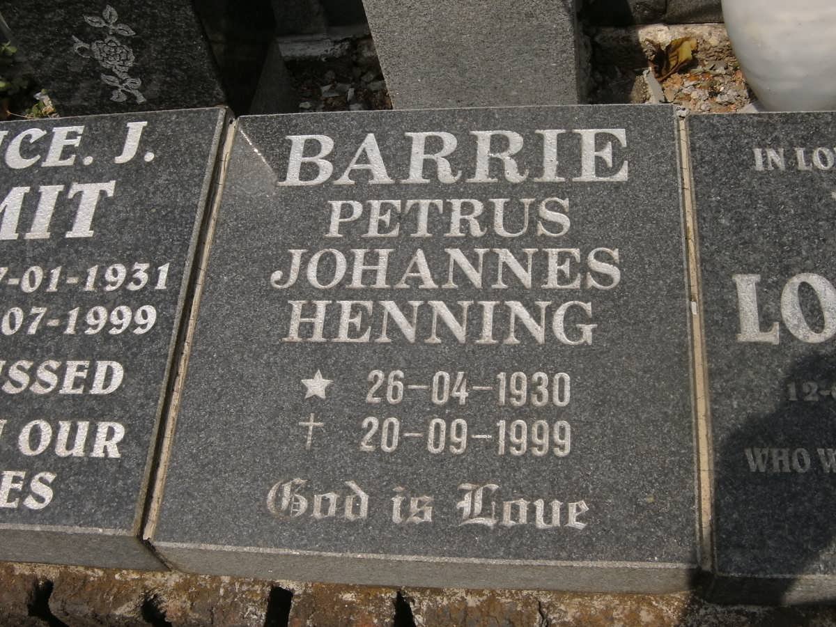 BARRIE Petrus Johannes Henning 1930-1999