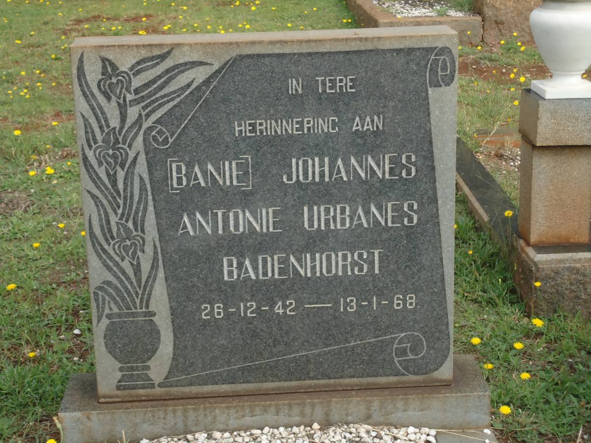 BADENHORST Johannes Antonie Urbanes 1942-1968